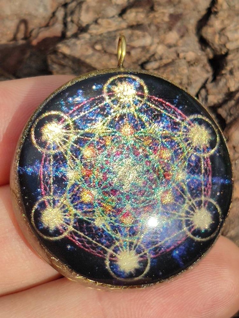 Metatron cube orgone device tesla double copper coil 24k gold leaf multiple gemstones reiky image 1