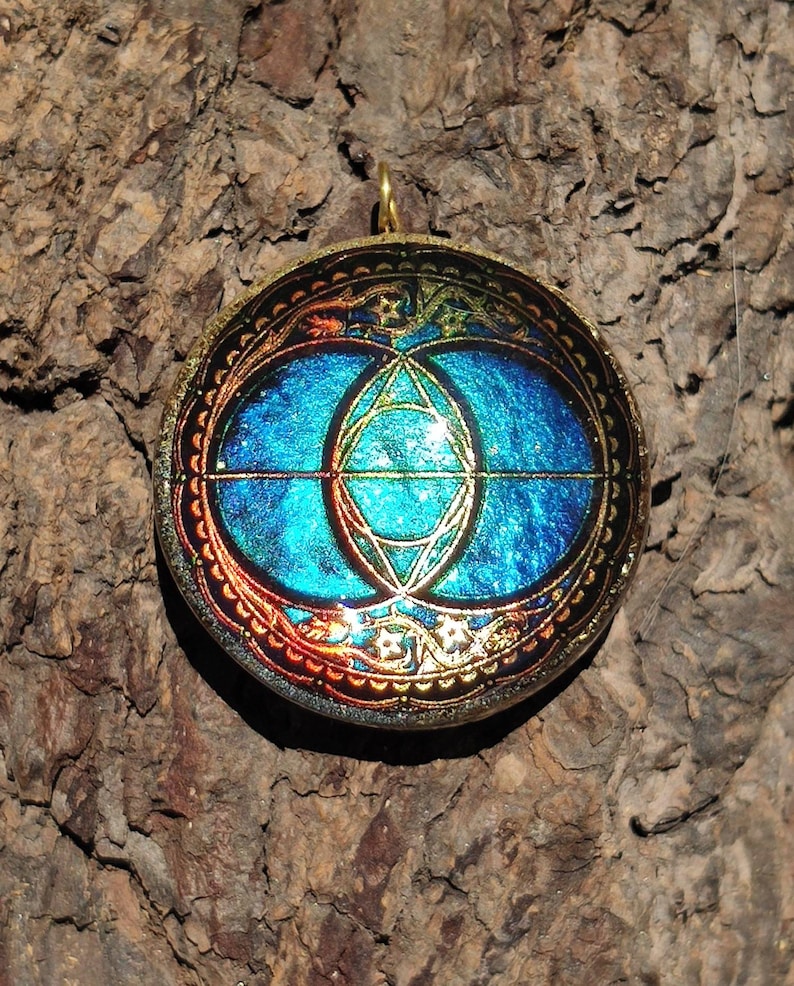 Chalice Well Avalon Vesica Piscis Orgonite Holographic special effect please watch video on description Lightworker deluxe handmade image 2