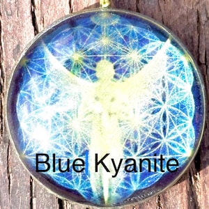 Archangel Michael for Protection - blue kyanite - orgonite - holographic amazing effect - superior craftmanship - Tesla double coil