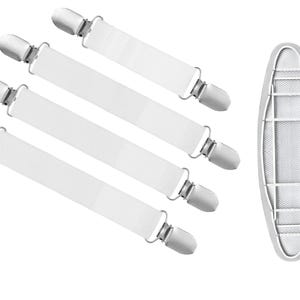 4-Piece Elastic Garter Straps for Ironing Board Covers | Adjustable Clips for Secure, Tight Fit