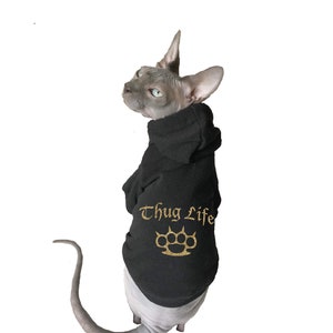 Thug life shirt | cat hoodie, hoodies for cats, sphynx hoodie, clothes for cats, personalized pet, hoodie sweatshirt for cats, cat gift
