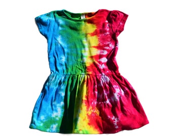 Girls Rainbow Tie-Dye Dress | tie dye swirl dress, Girls twirly dress, skater dress for girls, christmas gifts for girls, kids holiday gifts