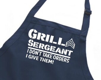 Grill sergeant apron, grill sergeant, military gifts, military gifts army, military apron, army aprons, soldier gift, mens grilling apron