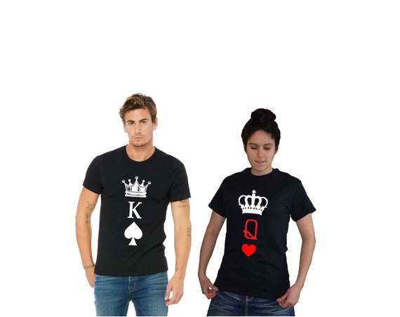 King And Queen Card Shirts King Of Spades Queen Of Hearts Etsy