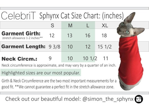 Cat Clothes Size Chart