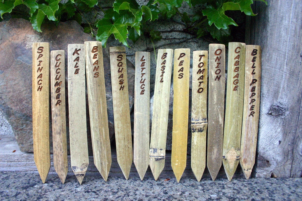 6 Bamboo Garden Stakes are Laser engraved to Label or Mark Etsy