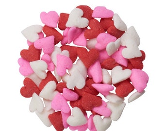 Edible Mini Heart Quins valentine hearts Sprinkles decorate cupcakes cakes cakepops desserts