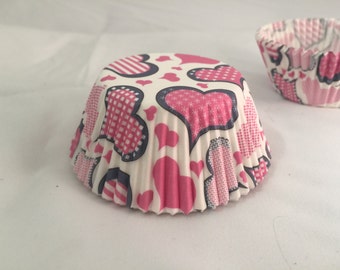 Valentines pink heart cupcake baking liners #25