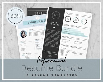 r e s u m e bundle 60 off creative resume template pack etsy resume color schemes