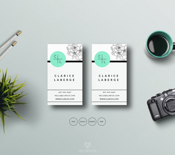 Stylish Elegant Business Card Template Feminine Business Etsy