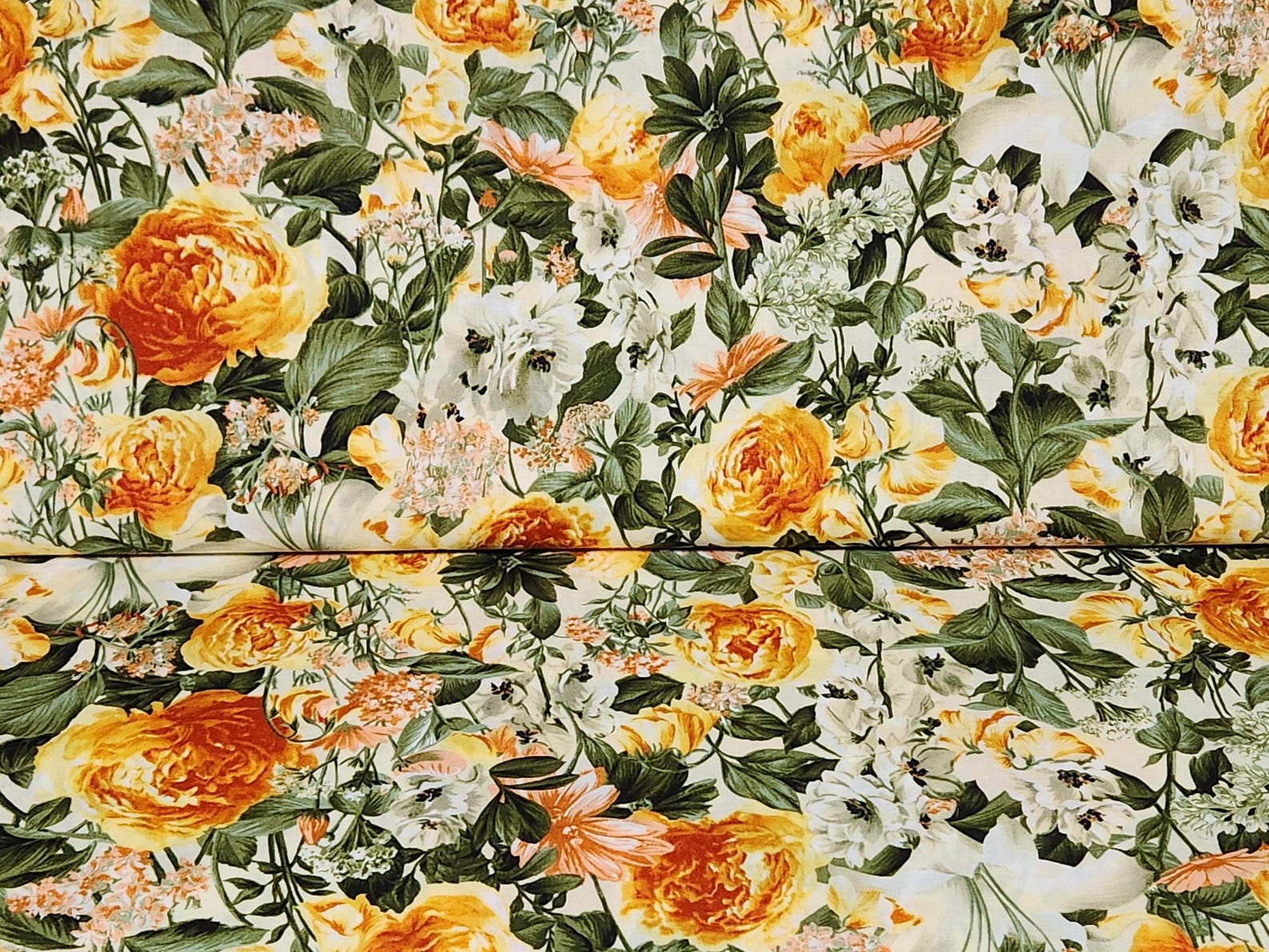 Yellow Roses Floral Fabric, 100% Cotton by P and B Textiles, Sold by ...
