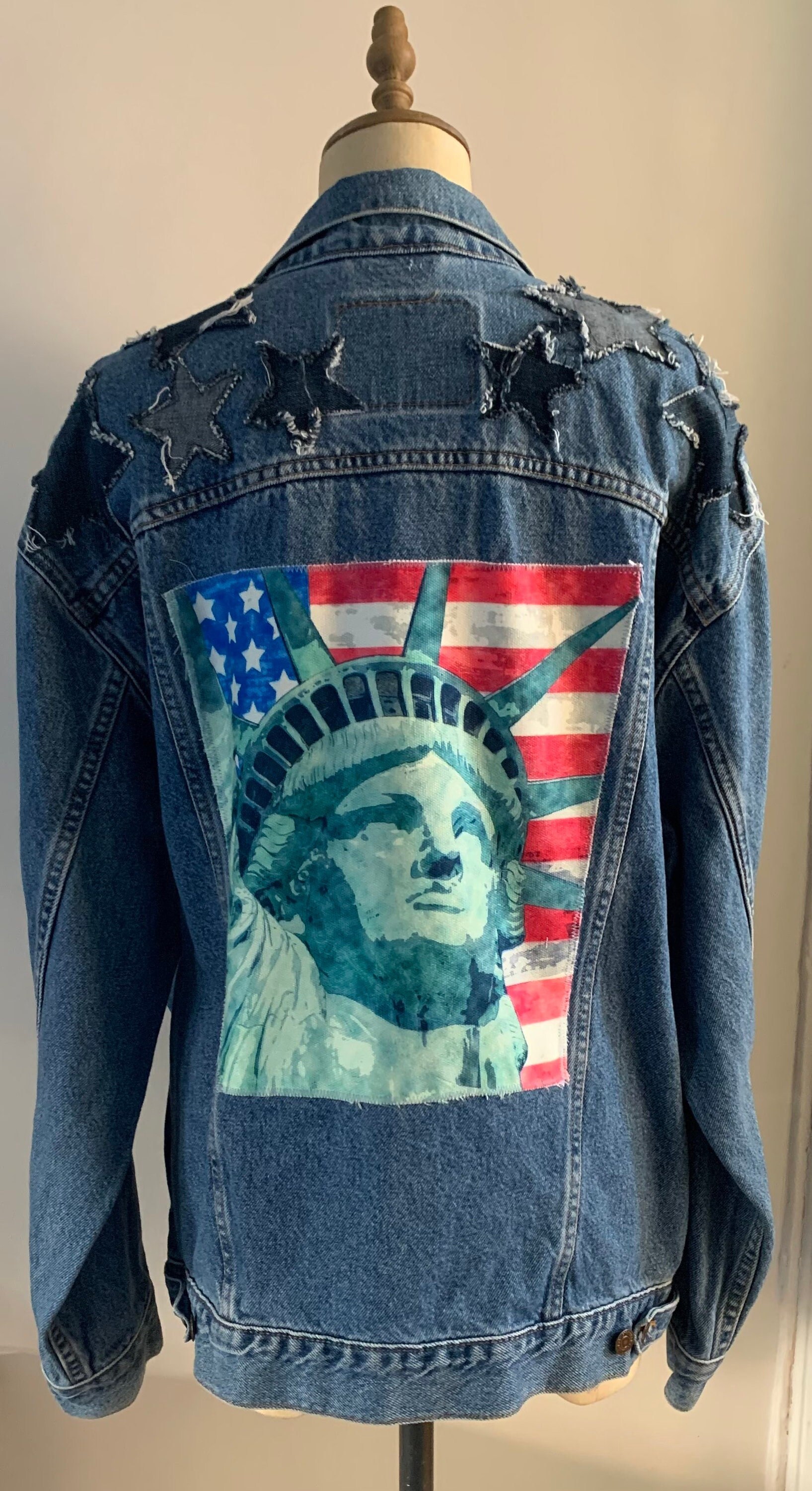 Unique Hand Embroidered Levi Jean Jacket / Embellished Reworked USA Jean  Jacket