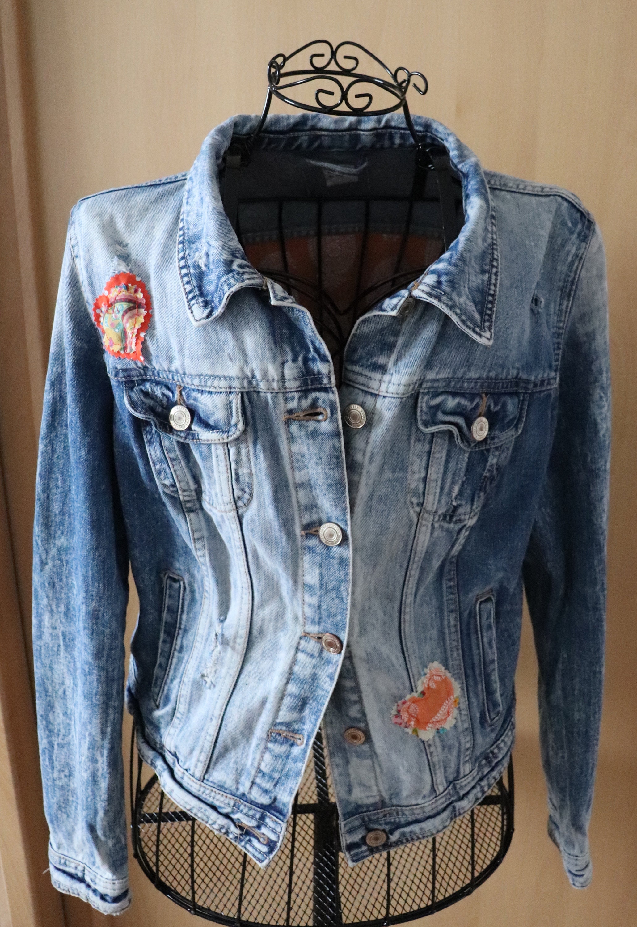 embellished denim jacket boho