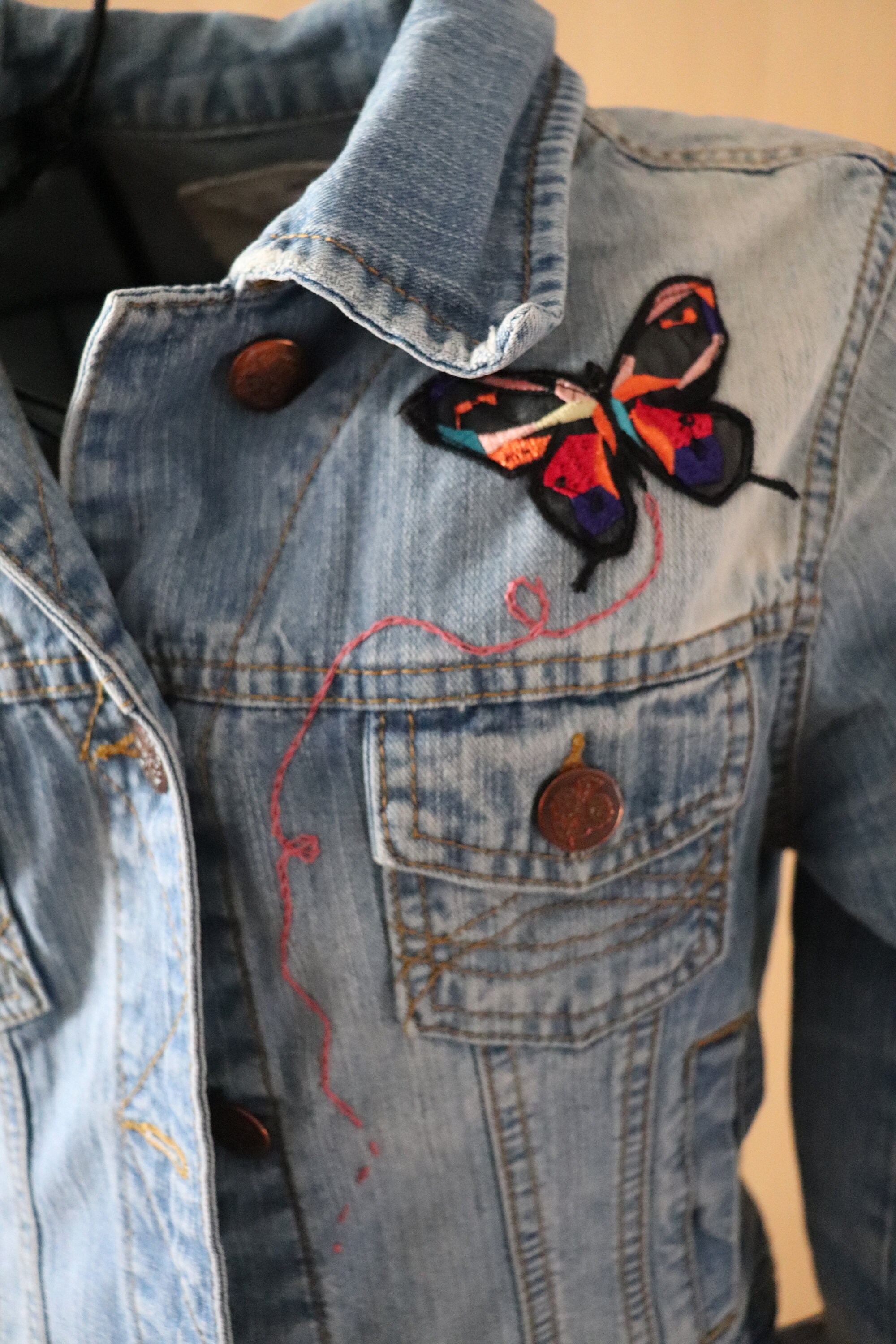 embellished denim jacket boho