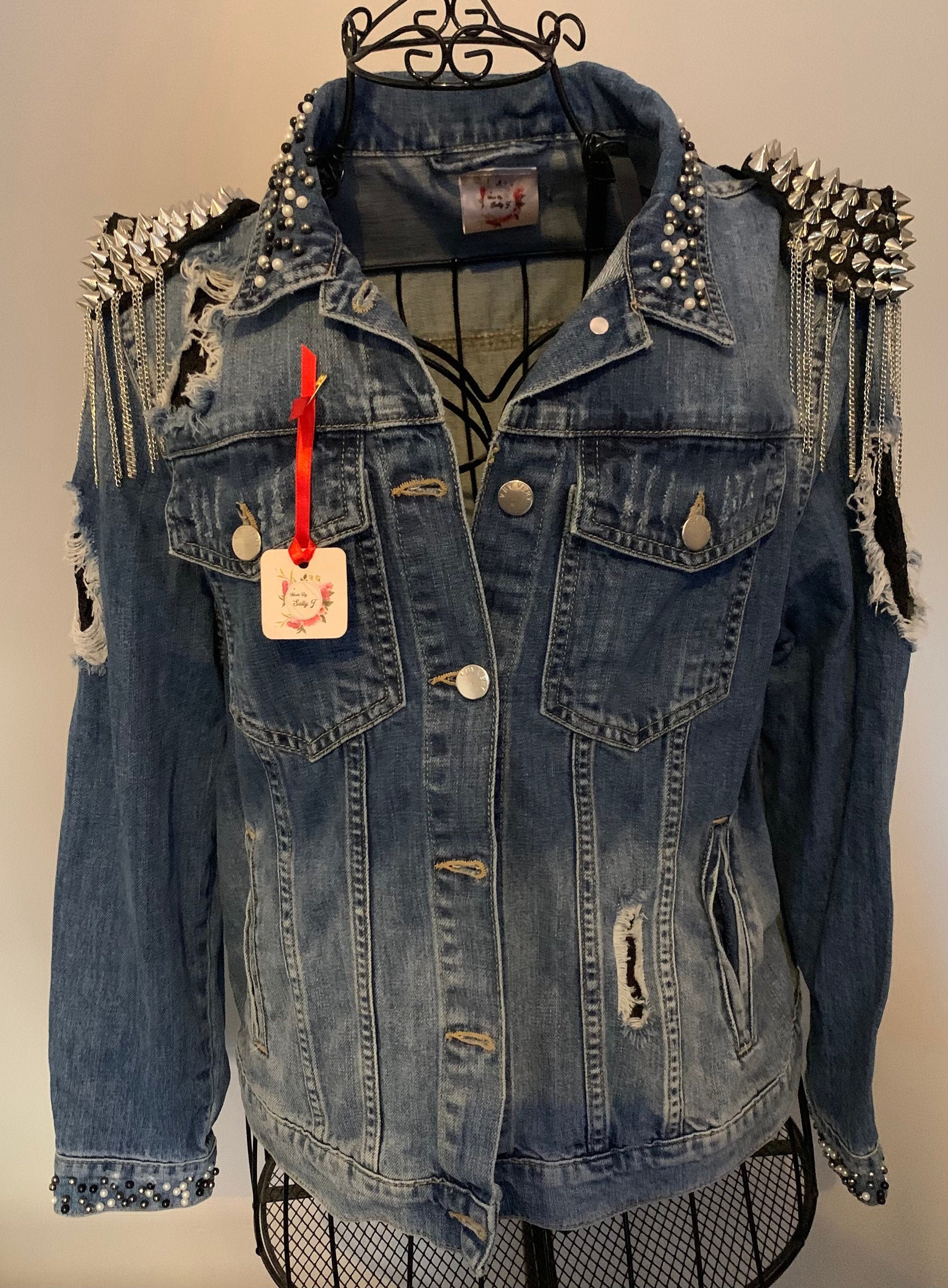 Unique Recycled Distressed Denim Jacket 