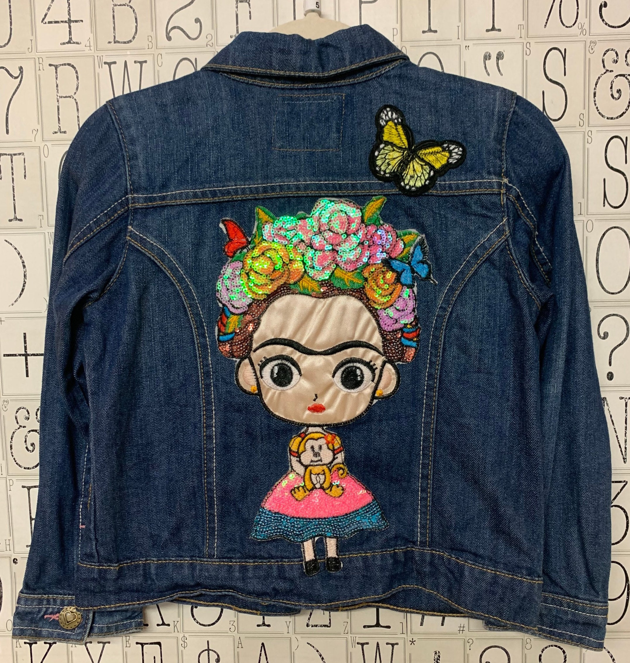 Boho Sequinned Girls Jean Jacket/Frida 