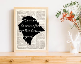 Dictionary Art Print Course He Isn't Safe But He's Good Aslan Chronicles Narnia cs Lewis Lion Witch Wardrobe Christian Dorm Decor B2G1