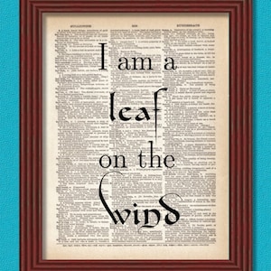 Dictionary Art Print I Am a Leaf on the Wind  Page Quote Firefly Serenity Wash River Browncoat Scifi Decor Geekery B2G1