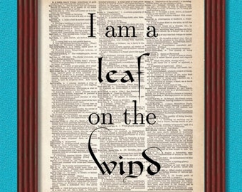 Dictionary Art Print I Am a Leaf on the Wind  Page Quote Firefly Serenity Wash River Browncoat Scifi Decor Geekery B2G1