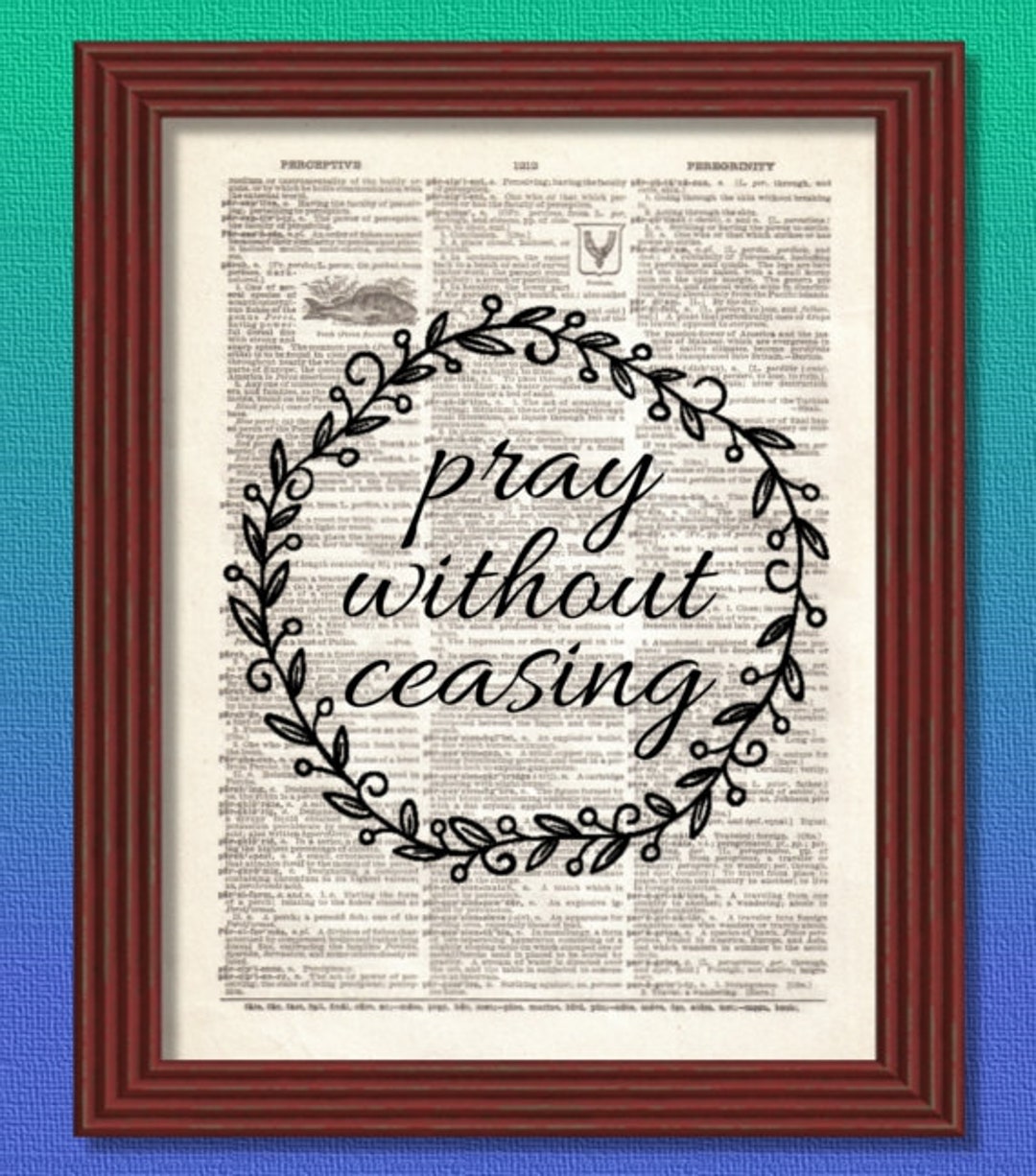 Dictionary Art Print Pray Without Ceasing Faith Bible Christian ...