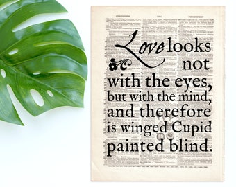 Dictionary Art Print Love Looks Not With the Eyes Shakespeare