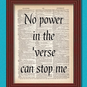 Dictionary Art Print No Power in the &#39;Verse  Page Quote Firefly Serenity River Tam Browncoat Kaylee Scifi Decor Geekery B2G1