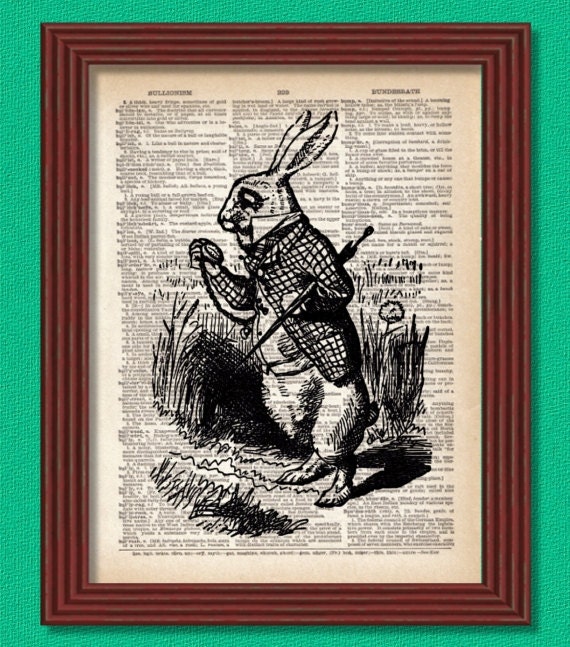 Alice in Wonderland Print White Rabbit Quote Wall Art Home Gift UNFRAMED