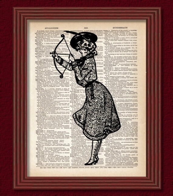 Dictionary Art Print the Archer Archery Arrows Design Nouveau Etsy