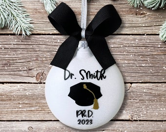 Personalized PhD Ornament, PhD Graduation Gift For Her, PhD Gift, Dissertation Gift, PhD Graduation Gift For Him, Doctorate Graduation Gift