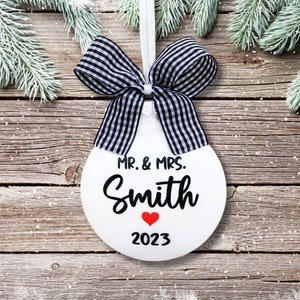 Wedding Ornament Personalized, Just Married Ornament, Mr And Mrs Ornament, Newly Wed Gifts, Our First Christmas Ornament, Newlywed Gift
