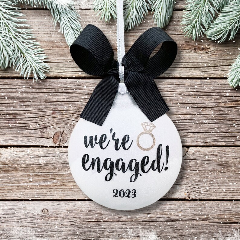 Engagement Ornament, Engagement Gift, Engaged Ornament Personalized, Engagement Christmas Ornament, Engaged Gift, Engaged Christmas Ornament image 1