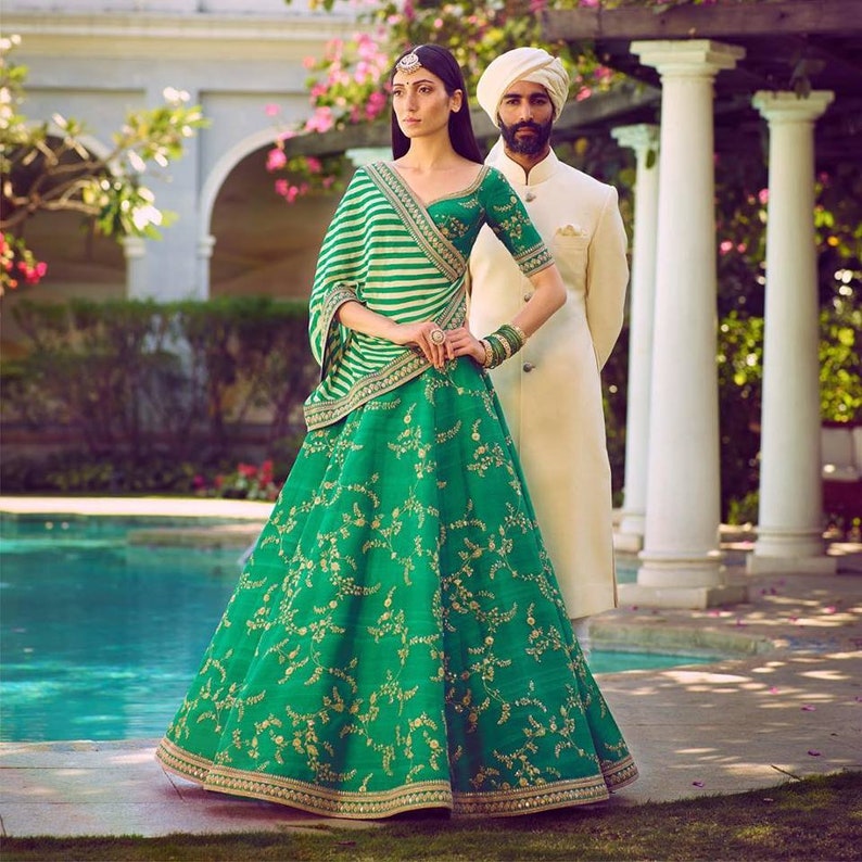 ghagra choli green colour