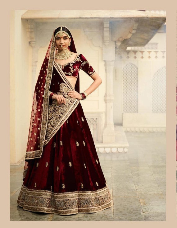 sabyasachi maroon lehenga