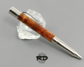 Redwood Burl, Stainless Steel Pen, Coyote Pen, Twist Pen