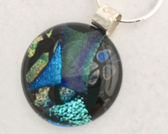 Black & Multicolor Dichroic Glass Necklace