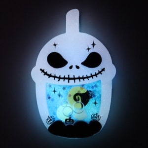 READY TO SHIP: Resin Shaker, Bezel, Nightmare Before Christmas Glow in the Dark Resin Pendant Magnet Keychain image 4