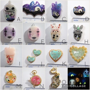 READY TO SHIP: Resin Shaker, Bezel, Nightmare Before Christmas Glow in the Dark Resin Pendant Magnet Keychain image 2