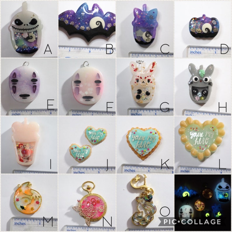 READY TO SHIP: Resin Shaker, Bezel, Nightmare Before Christmas Glow in the Dark Resin Pendant Magnet Keychain image 2