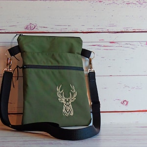 Waterproof Microfibre Crossbody Bag: Embroidered Lightweight Walker Bag