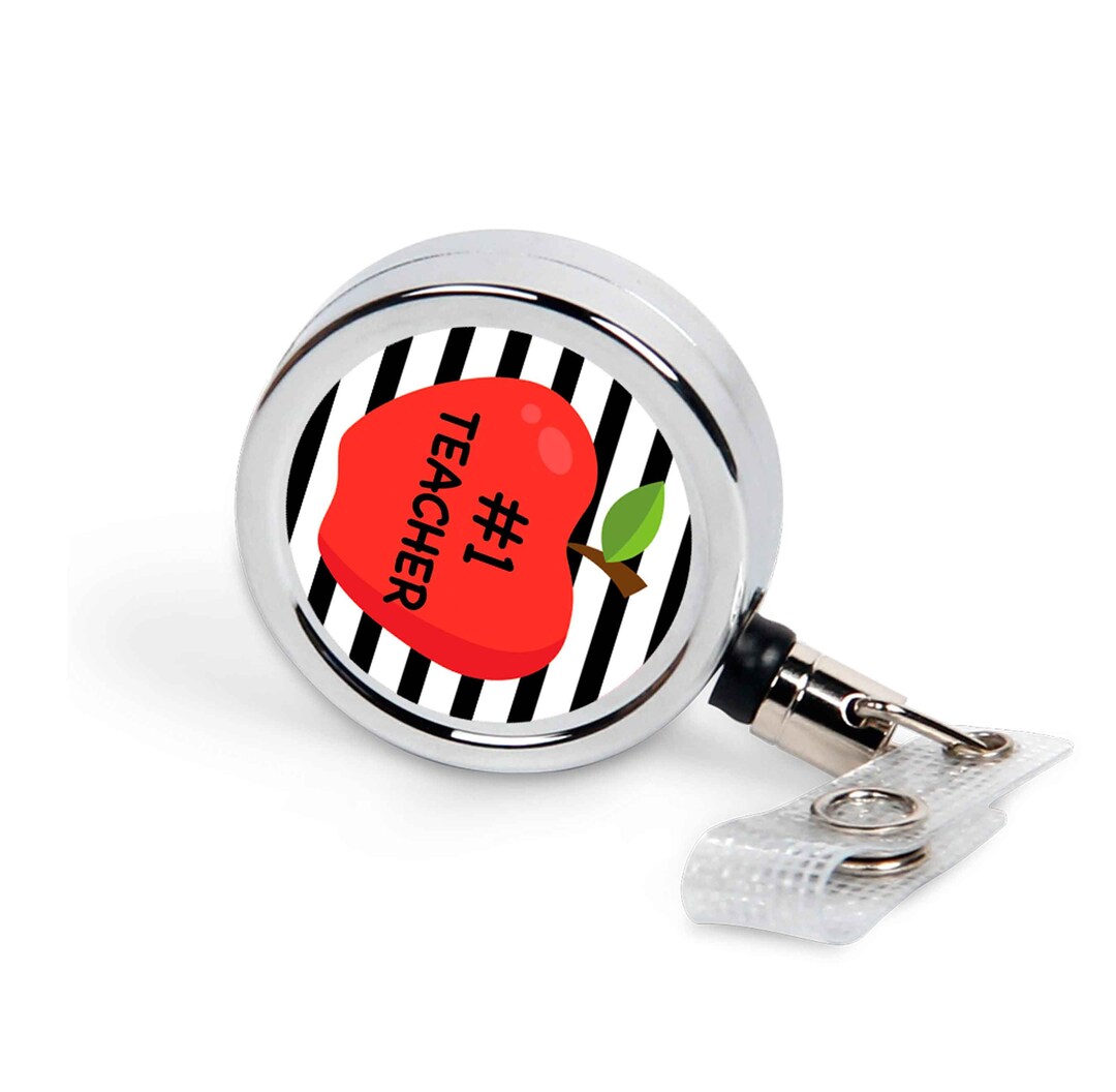 Custom Badge Key Holder, Retractable, Personalized, Photo, Teacher