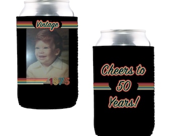 Personalized Neoprene Can Coolers | Photo Beverage Holders | Wedding, Birthday, Party Favors
