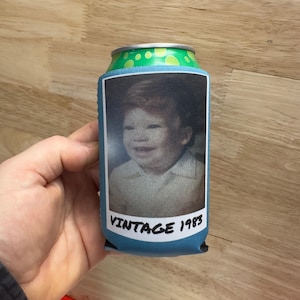 Custom Neoprene Can Coolers | Personalized Photo Beverage Holders | Birthday Party Favors