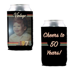 Custom Can Cooler, Neoprene, Sleeve, Personalized, Beverage, Insulator, Holder, Photo, Wedding, Birthday, Reunion, Party, Fully Customizable image 1