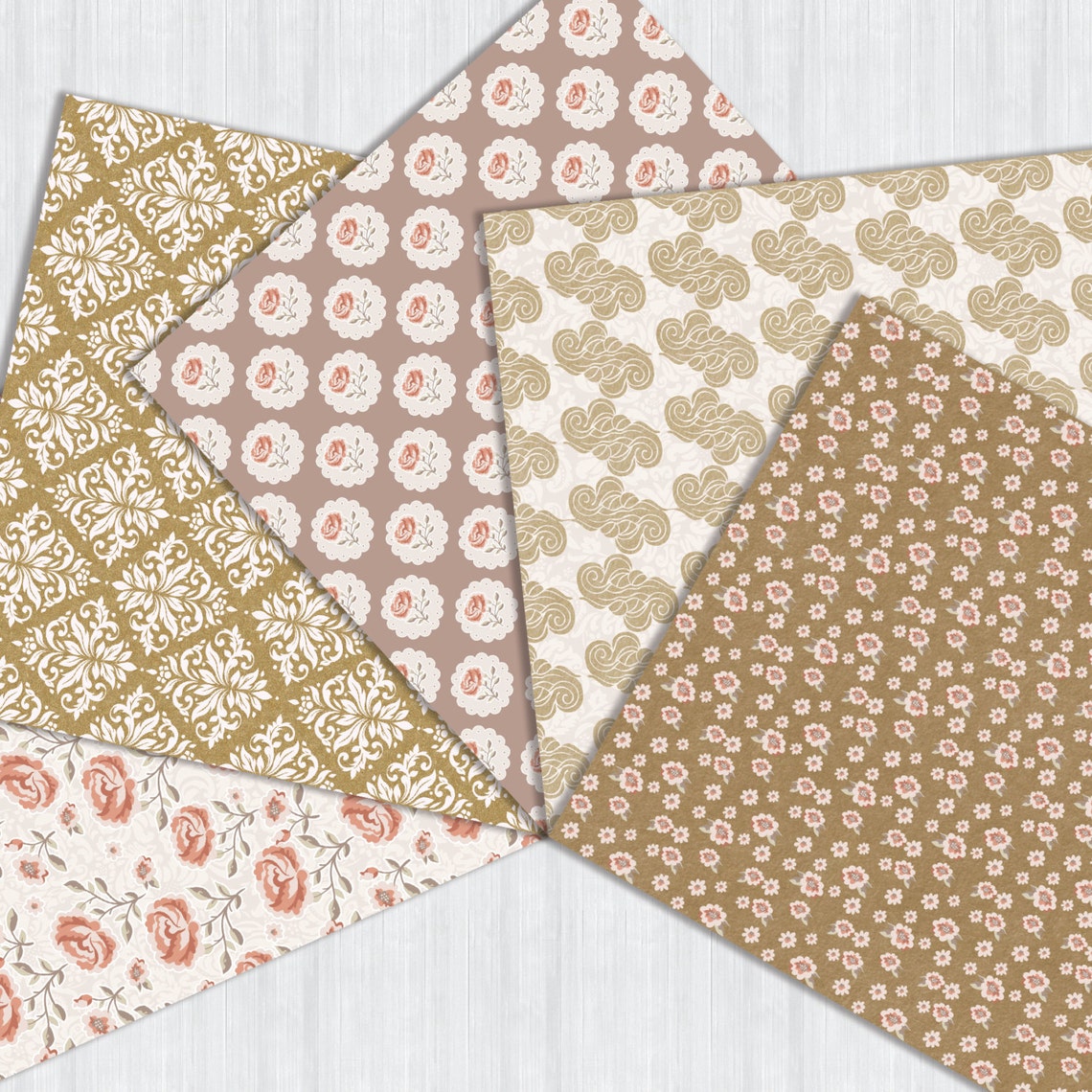 Ballet Pink Vintage Rose Digital Paper Pack Instant Download Powder ...