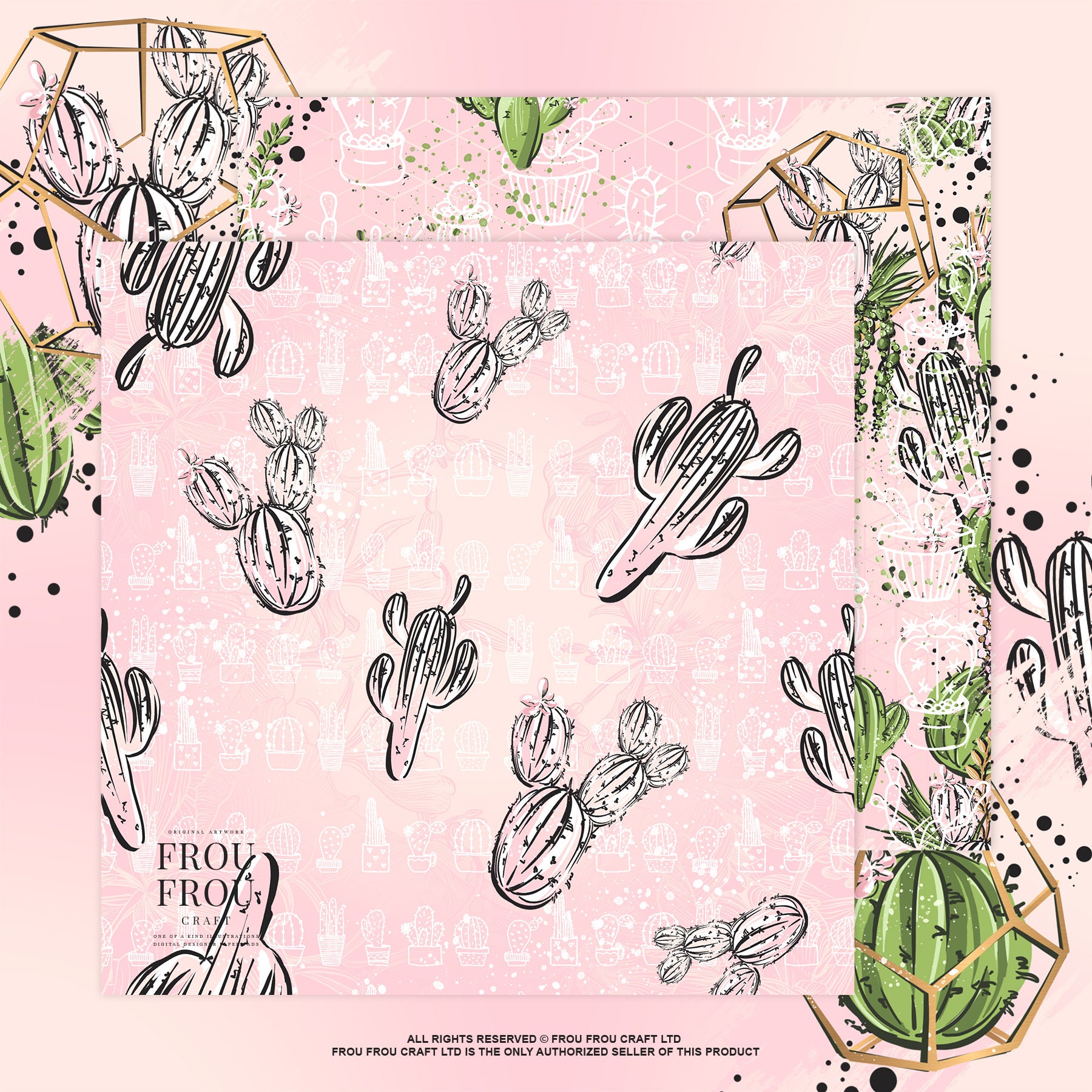 Cactus Paper Pack, Succulent Digital Paper Pack, Terrarium Botanical ...