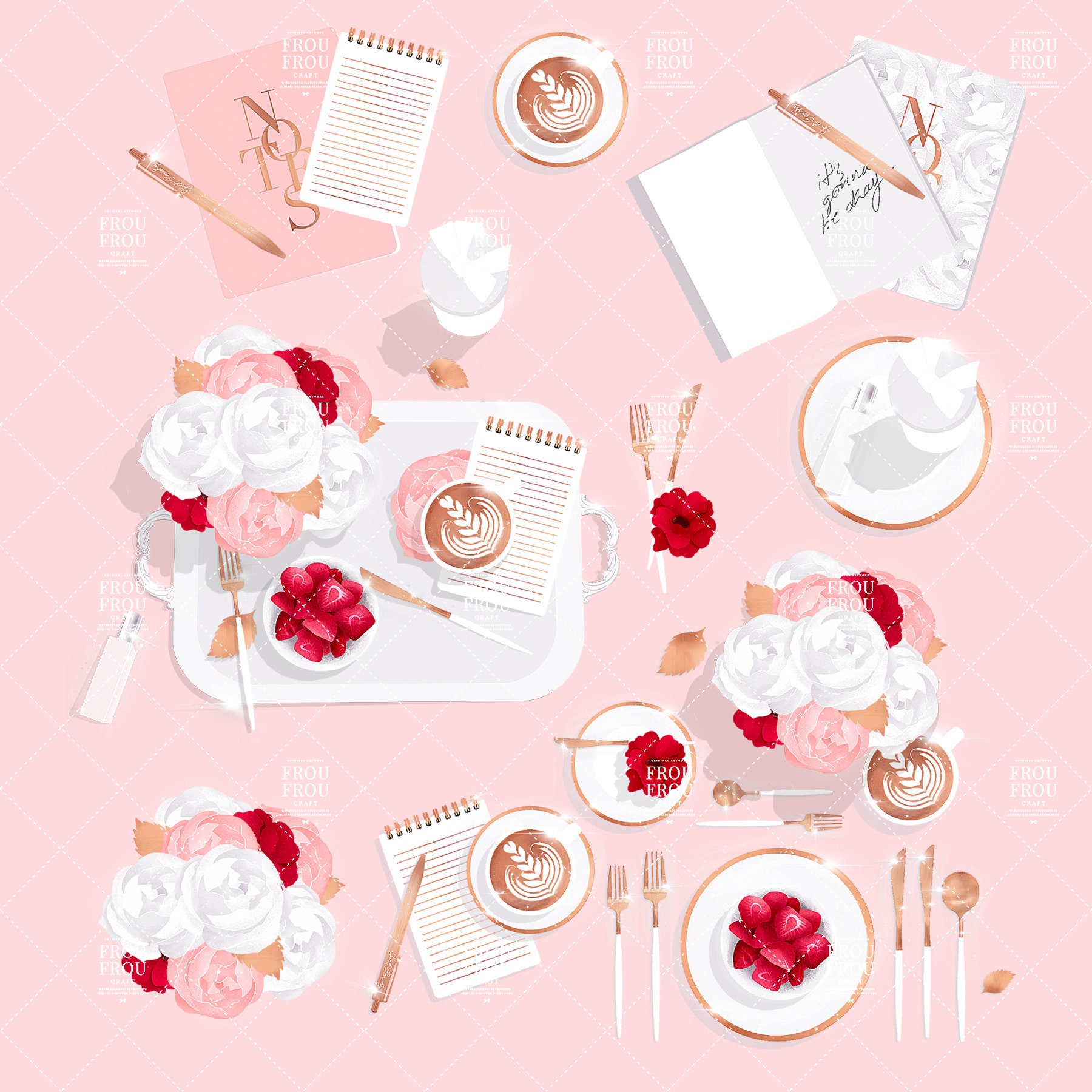 Pastel Pink Clip Art Rose Gold Print on Demand Graphics Etsy