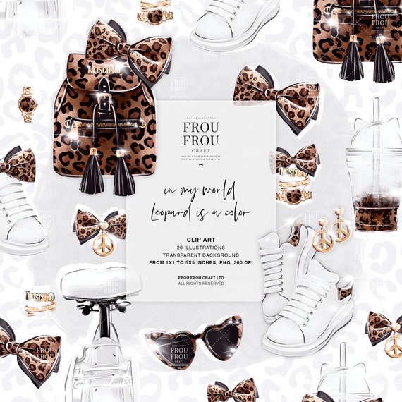 Leopard Clipart, Cheetah Clipart, Animal Print Clipart, Leopard Fashion Clipart, Leopard Pattern, Girl Boss Clipart, Planner Stickers