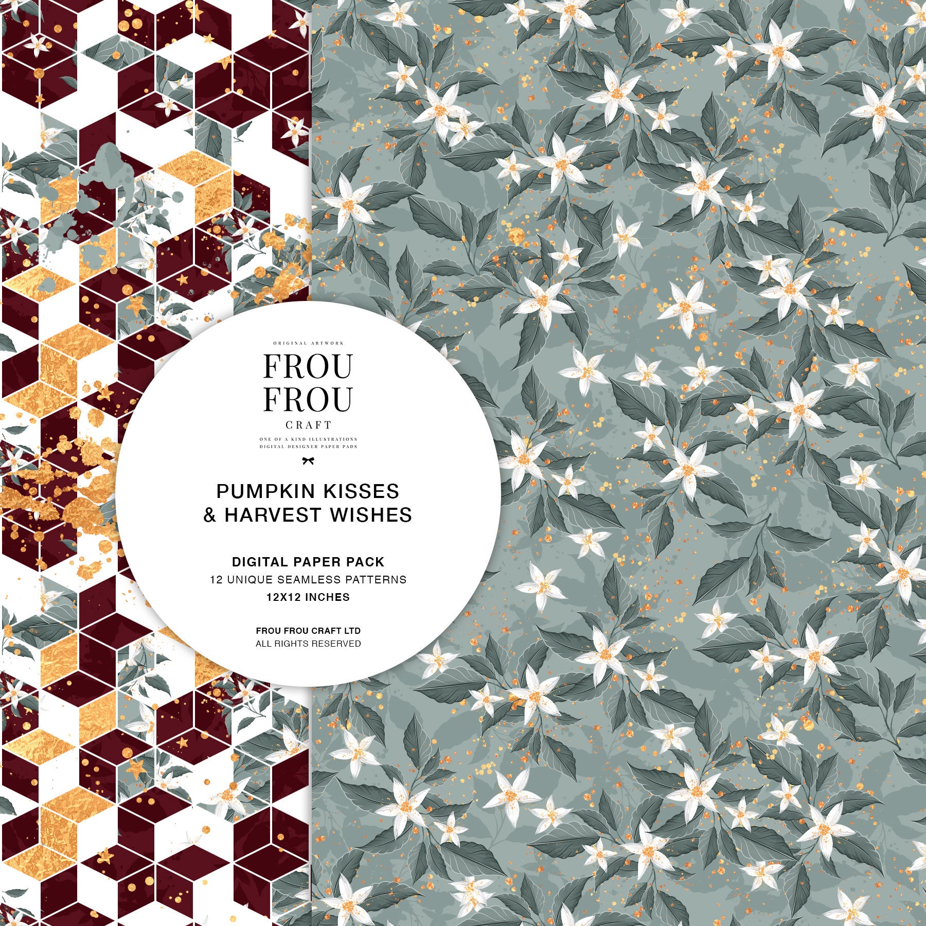 Fall Paper Pack Autumn Printable Fabric Pumpkin Planner | Etsy