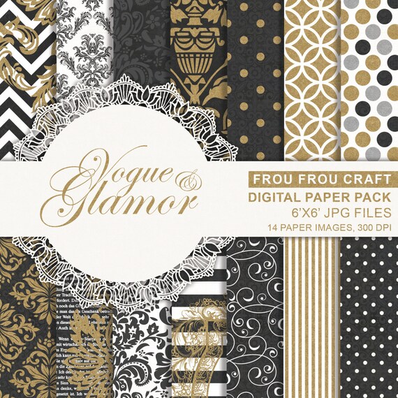 Black Glitter Digital Paper Pack Instant Download Pattern White Chalkboard Damask Quote Dots Chevron Printable Background Texture 6x6 inches