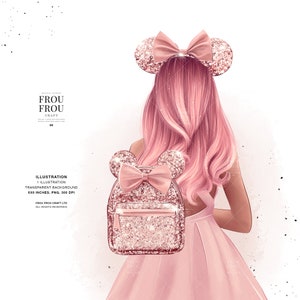 Clipart de glitter rosa pastel rosa dourado, ilustração de conto de fadas, gráficos de impressão sob demanda, capa de planejador de menina, adesivos de planejador de moda feminina